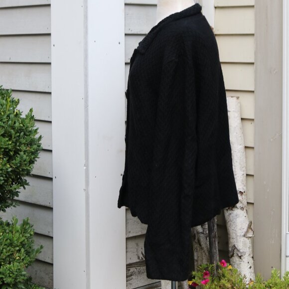 Willow USA Black Cotton Large Button Collared Cardigan Sz XL - Picture 3 of 6